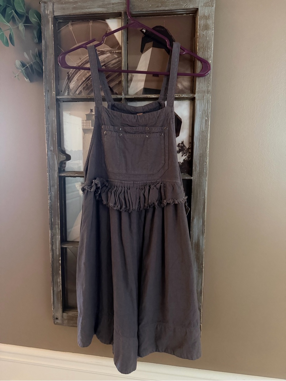 Free People Matias Romper Steel Grey XS NWT Overall Boho Ruffle